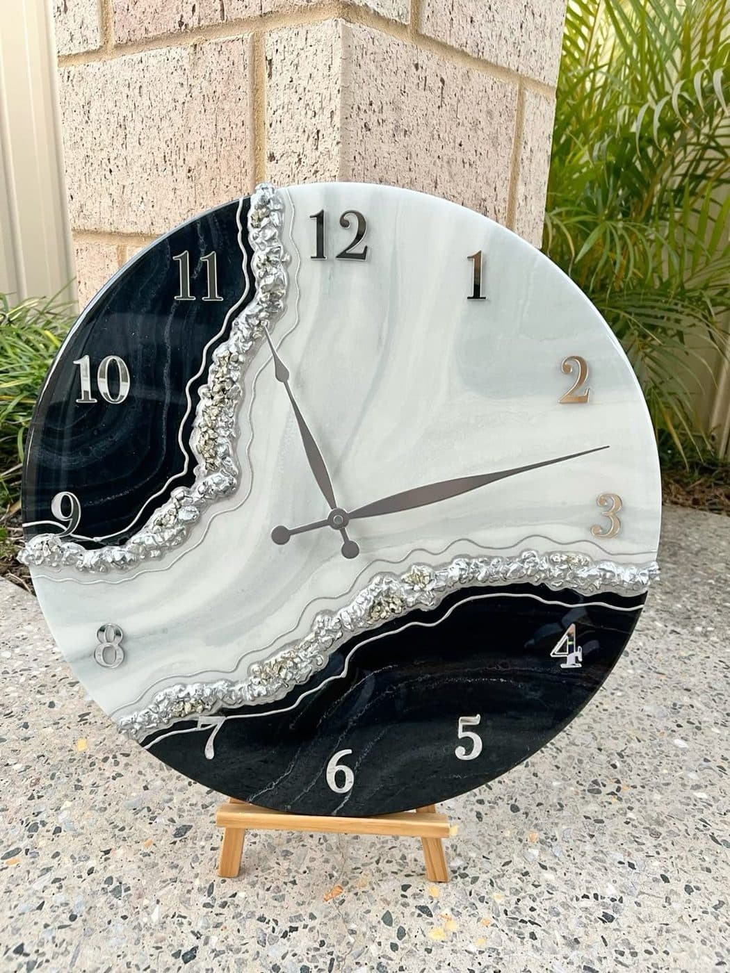 Black & Silver Geode Clock