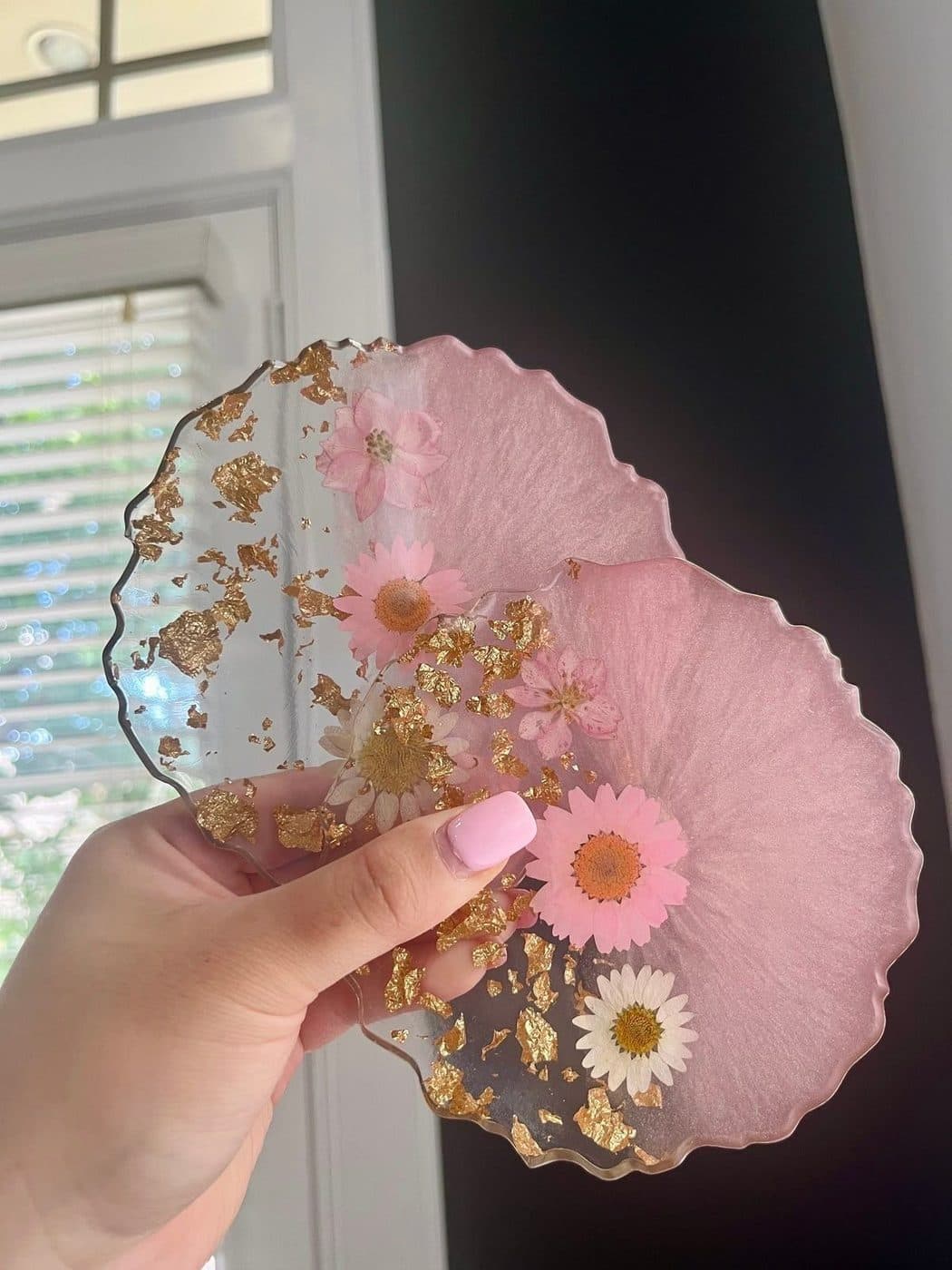Resin floral coasters